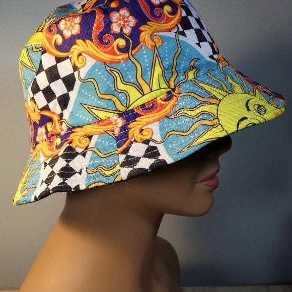 UNISEX Reversible celestial bucket hat sun print and black - Picture 5 of 7